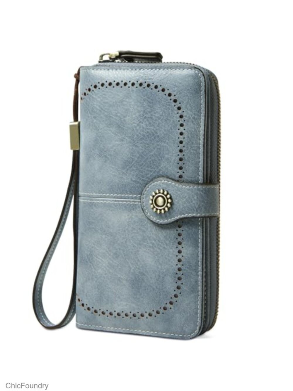 Women's Large Capacity RFID Blocking Vegan Leather Clutch Wallet Wristlet